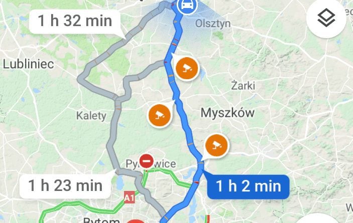 Mapy Google z fotoradarami w Polsce