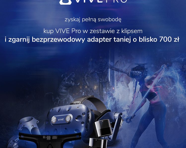 Gogle VR HTC VIVE Pro plus klips = rabat 50 % na adapter bezprzewodowy