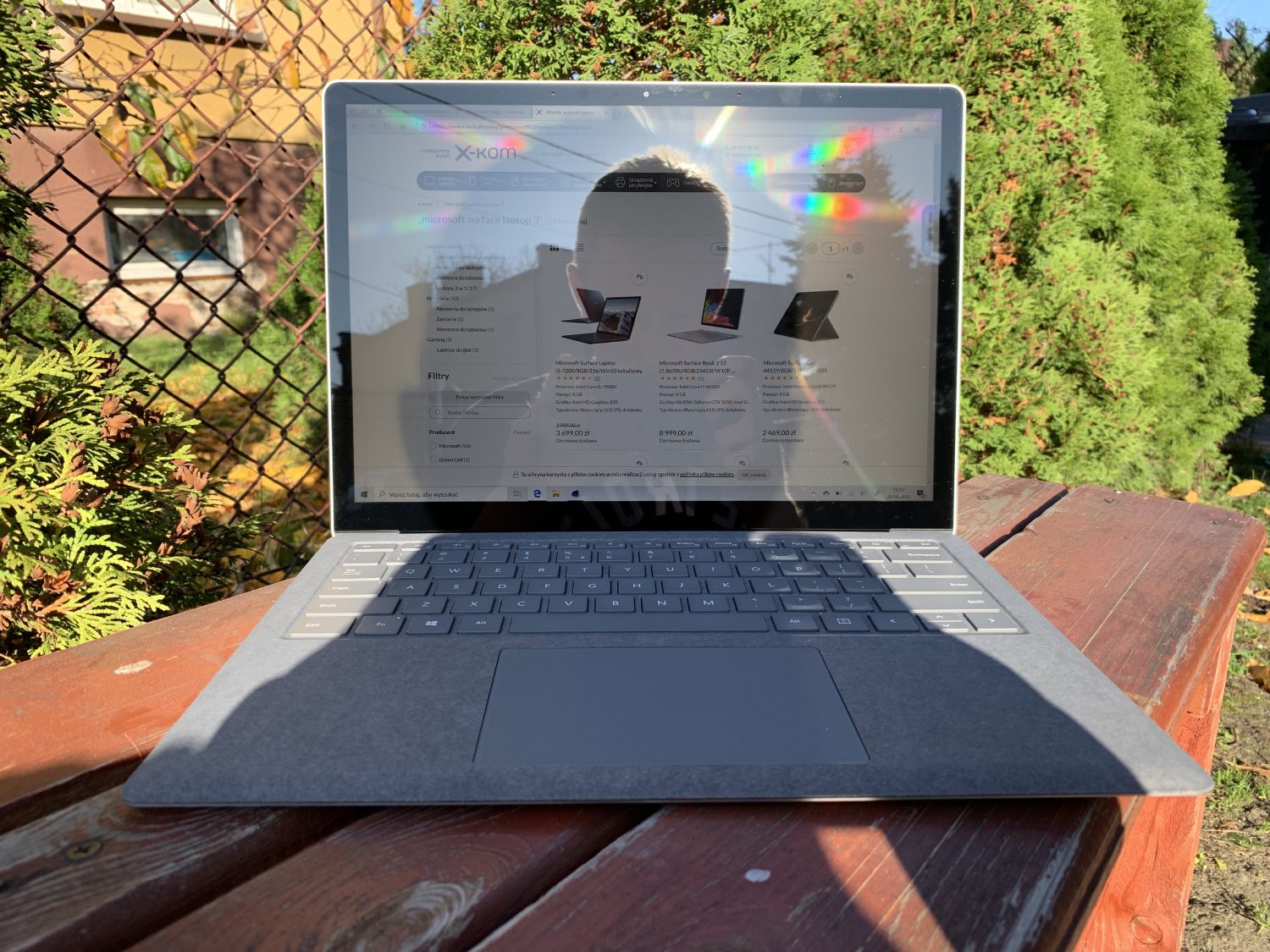 test w słońcu surface laptop 3