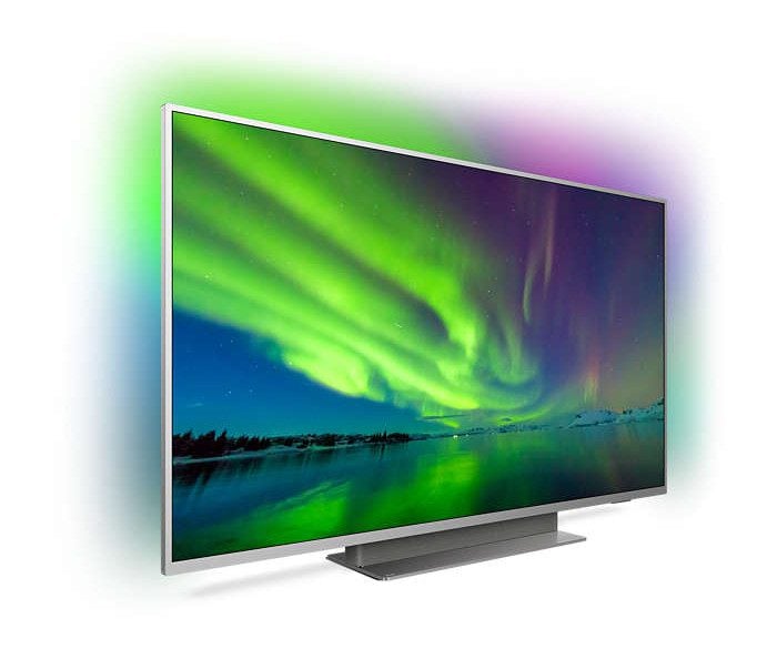 ekran telewizora philips 55pus7504 z wyświetloną zorzą polarną
