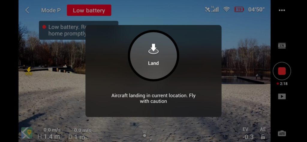 screen z lądowania dronem mavic mini