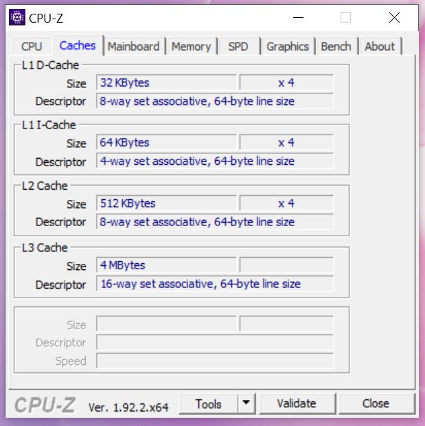 MateBook 13 Ryzen CPU-Z caches