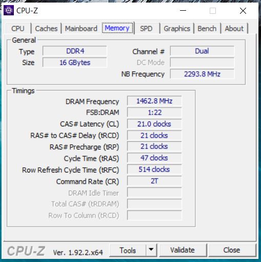 CPU-Z pamięć RAM XPS 15 9500