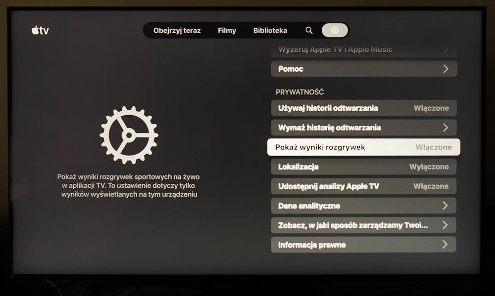 apple TV ustawienia jakości strumienia
