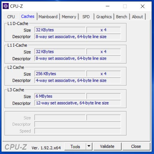 Dell Latitude 3510 CPU-Z cache