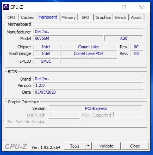 Dell Latitude 3510 CPU-Z płyta główna