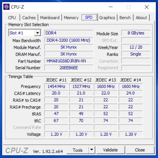 Dell Latitude 3510 CPU-Z spd