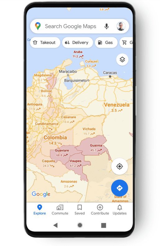 Google Maps filtr covid
