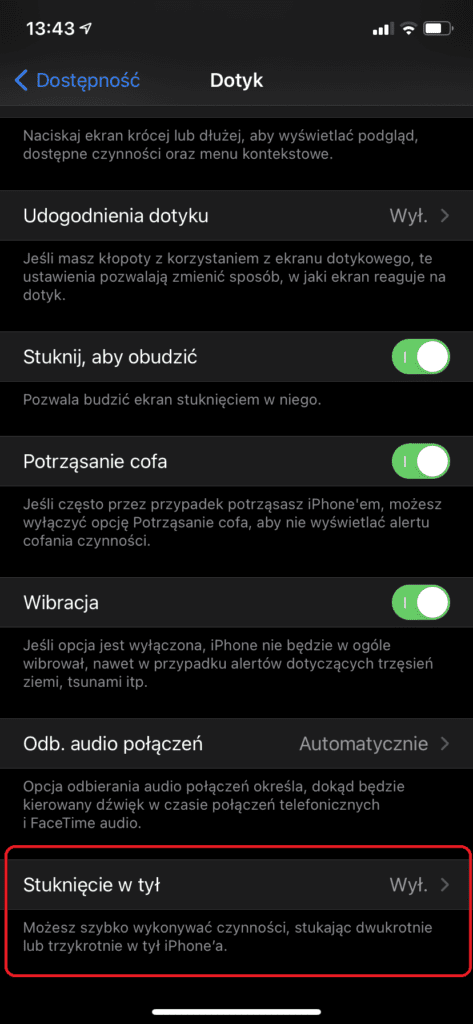 iOS 14 - stuknij w ekran