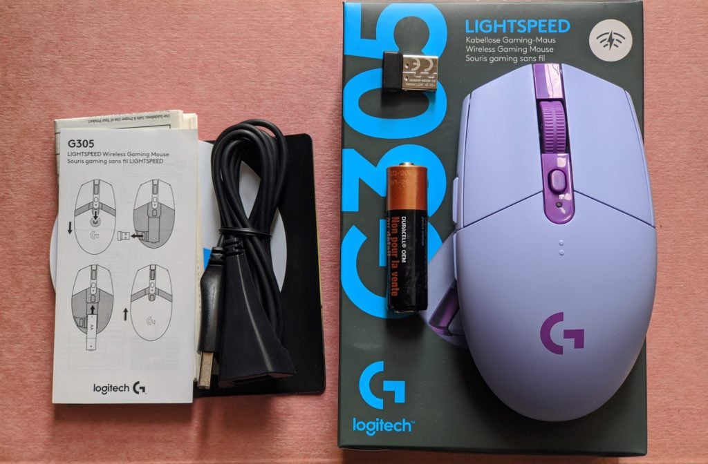 Logitech G305 LIGHTSPEED zawartość pudełka