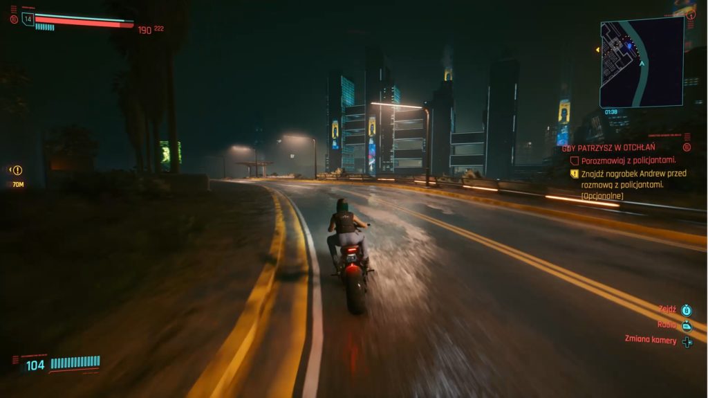 Cyberpunk 2077 jazda motocyklem