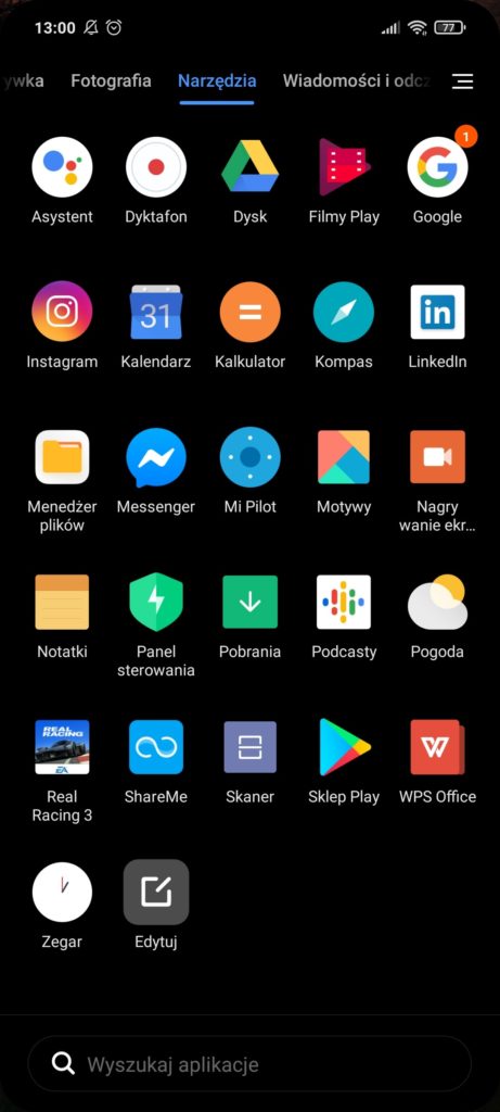 kategorie menu w Xiaomi Mi 10T Lite 5G