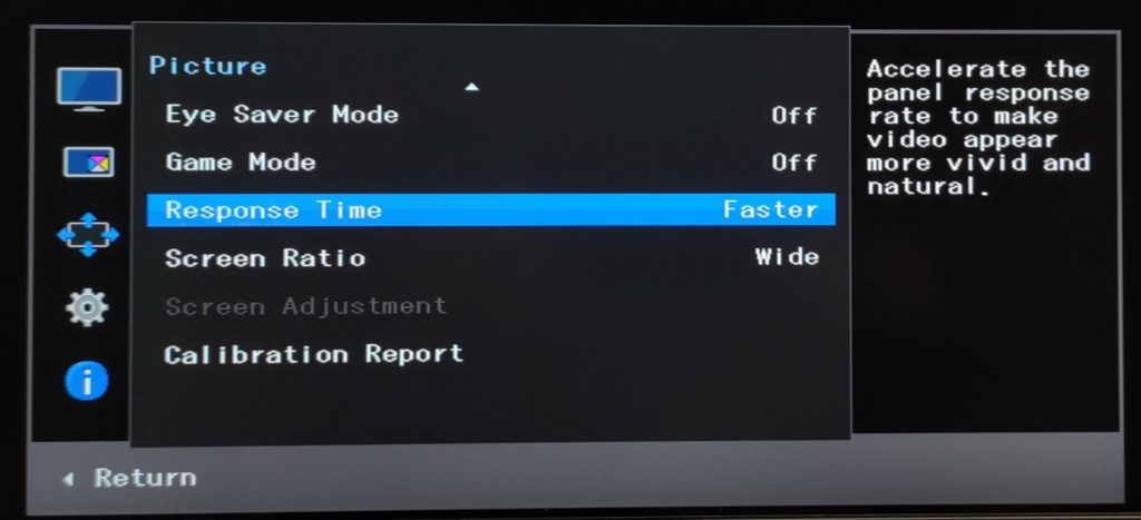 Samsung U28R550UQU menu OSD response time