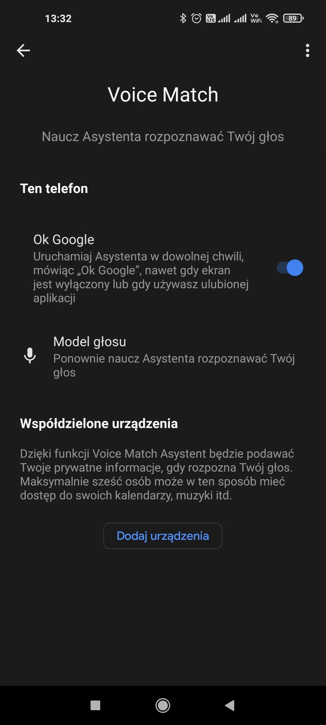 voice match asystent google