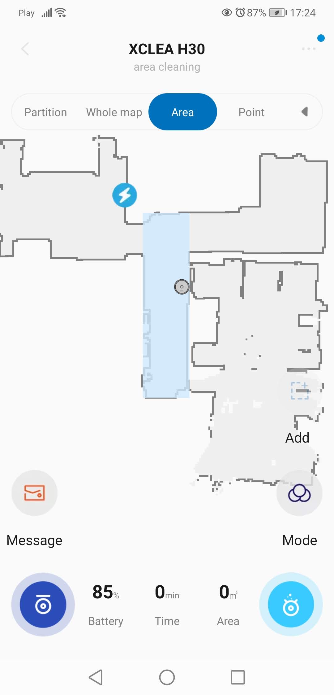 Aplikacja XClea ustawianie mapy