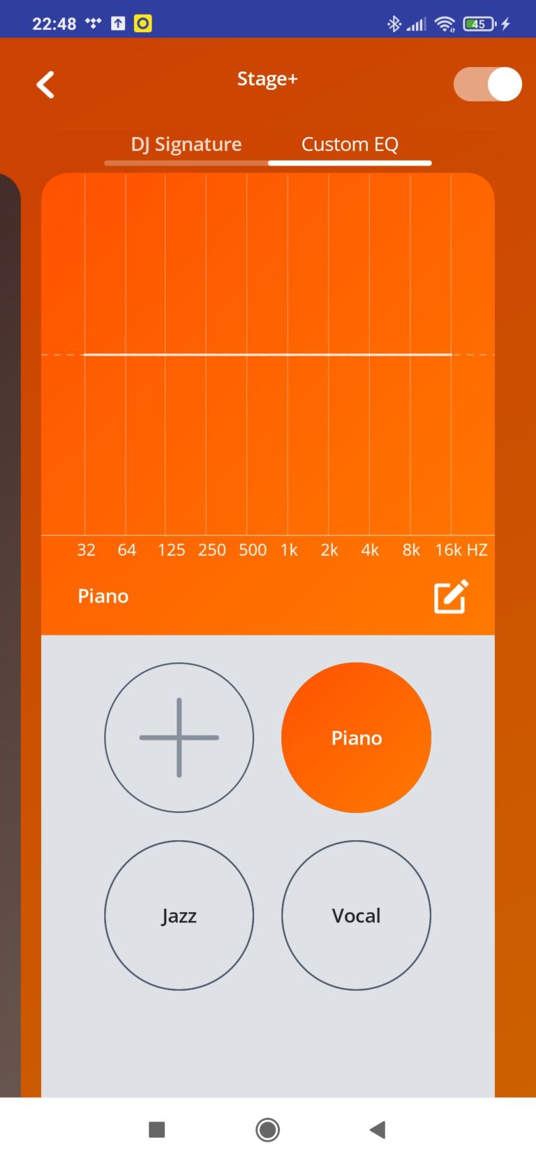 ustawienia dźwięku w aplikacji piano