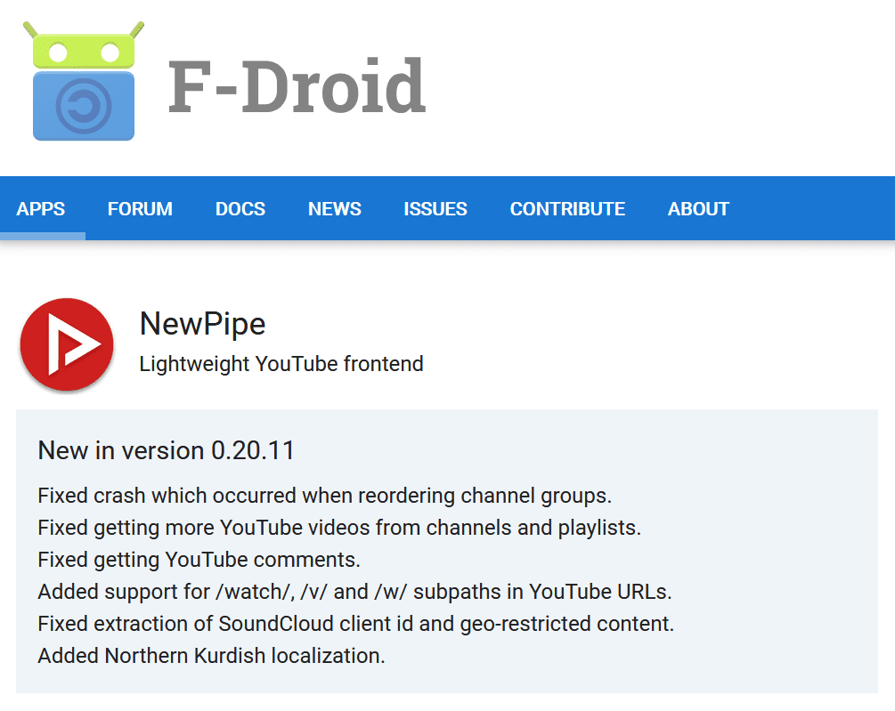 NewPipe F-Droid