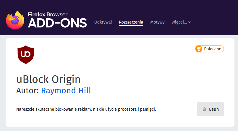 uBlock Origin Firefox