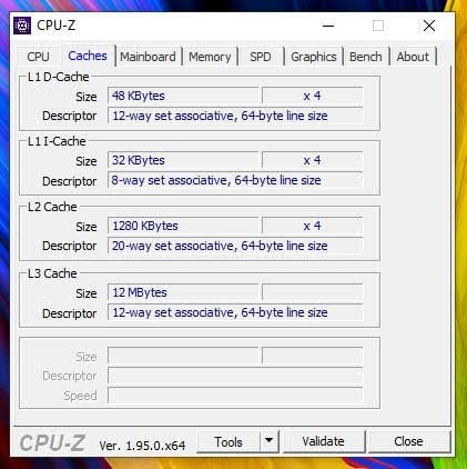 CPU Z ZenBook Flip 15 UX564P cache