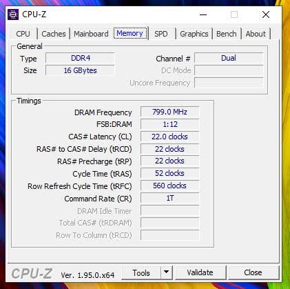 CPU Z ZenBook Flip 15 UX564P memory