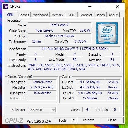 CPU Z ZenBook Flip 15 UX564P procesor