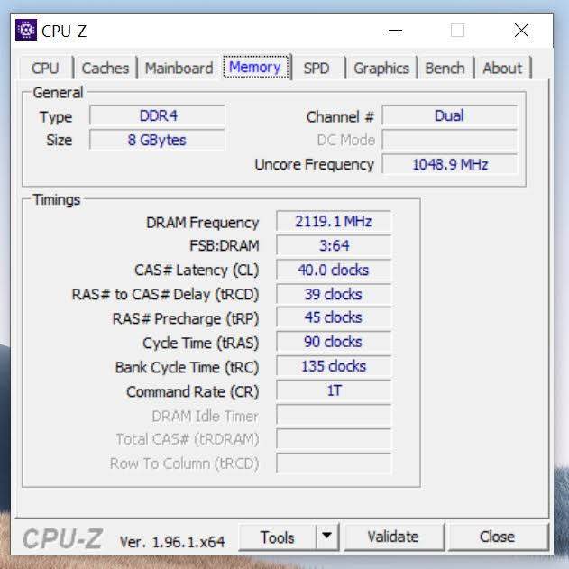 Surface Laptop 4 CPU-Z pamięć RAM