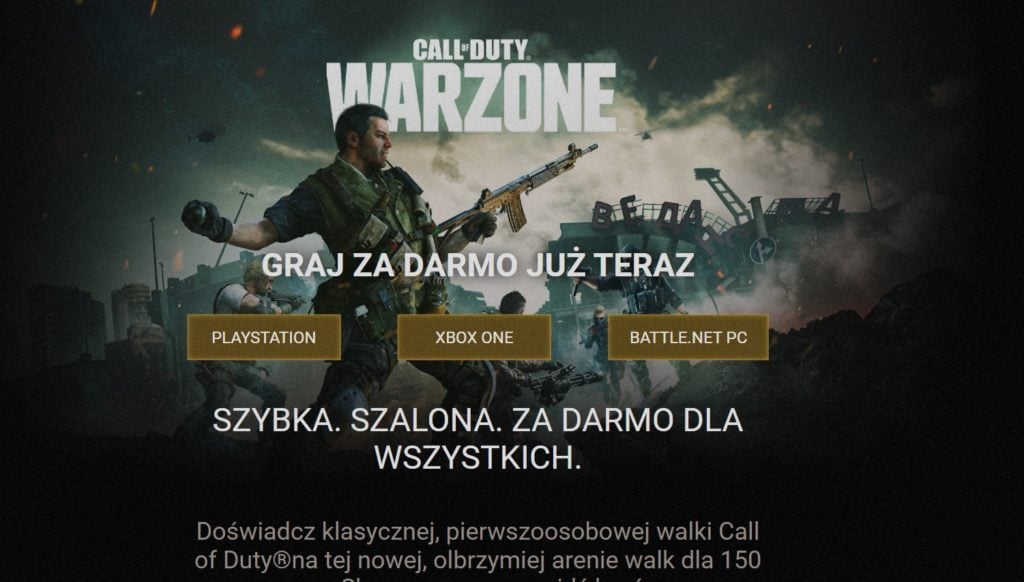 CoD Warzone wybór platformy