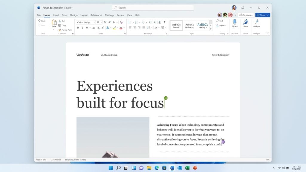 Office 2021 nowy layout