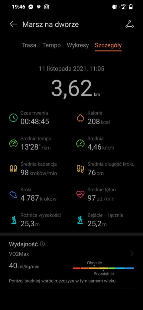 Huawei Watch GT 3 Elite aplikacja szczegóły marsz