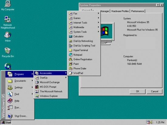 interfejs windowsa 95