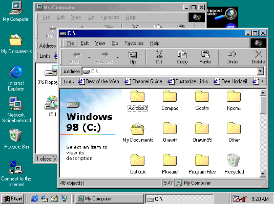 interfejs windowsa 98