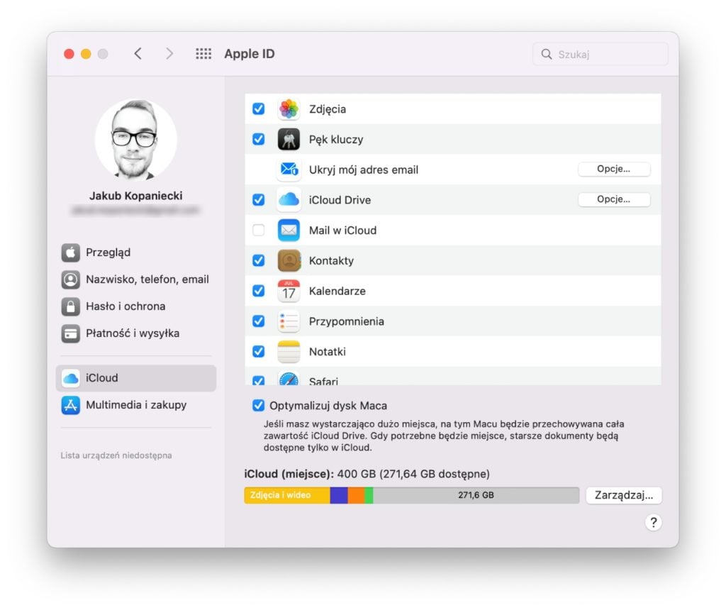 Zarządzanie iCloud macOS