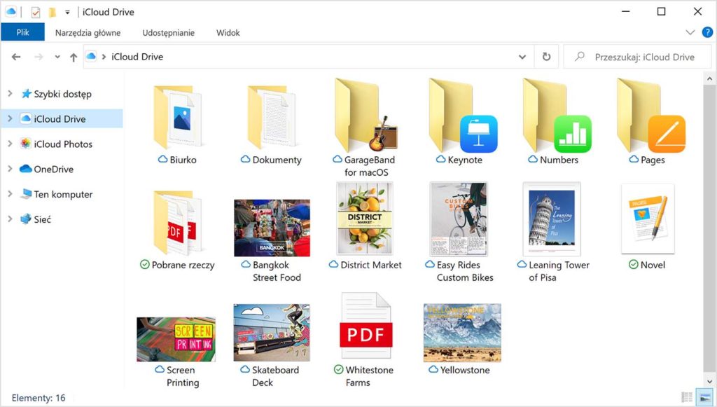 Przeglądanie iCloud na Windows 10