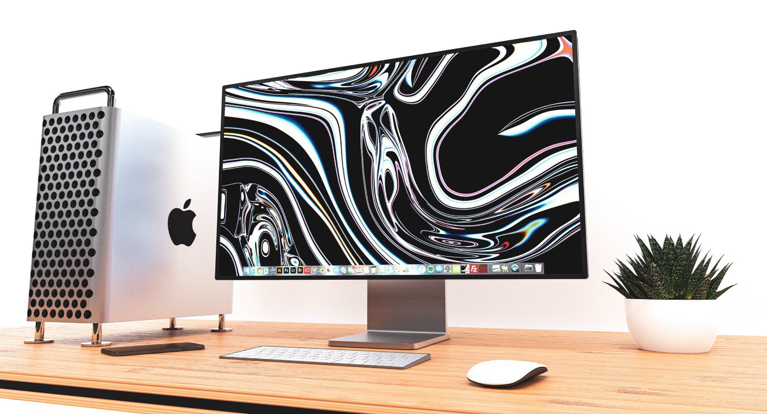 MacPro z monitorem na biurku