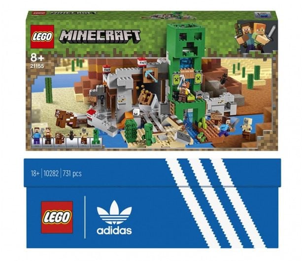 LEGO Minecraft 21155 Kopalnia Creeperów + Adidas 10282 Originals
