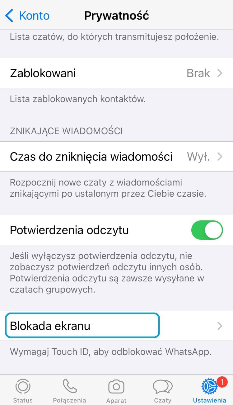 Whatsapp blokada ekranu