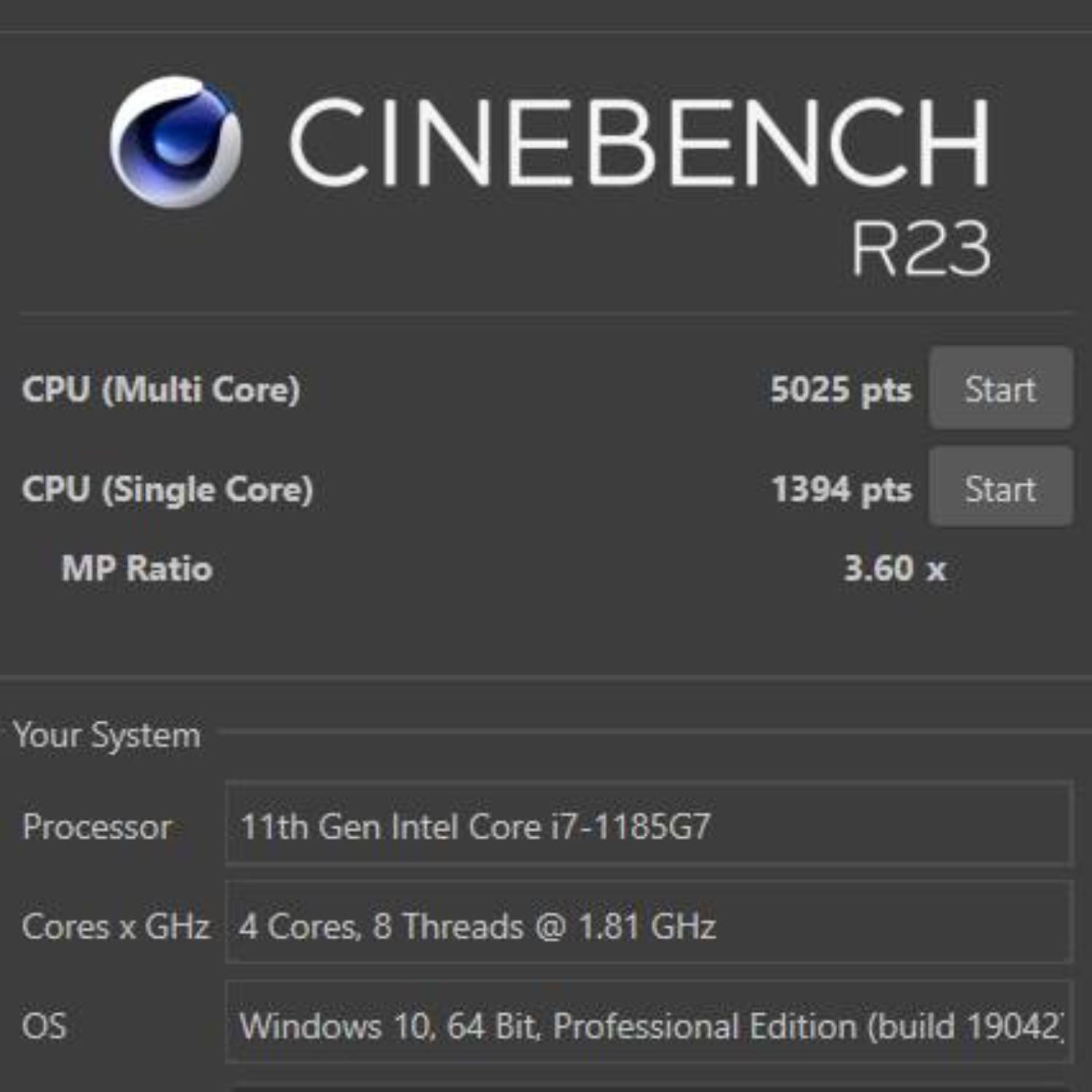 Dell Precision 3560 R23 Cinebench