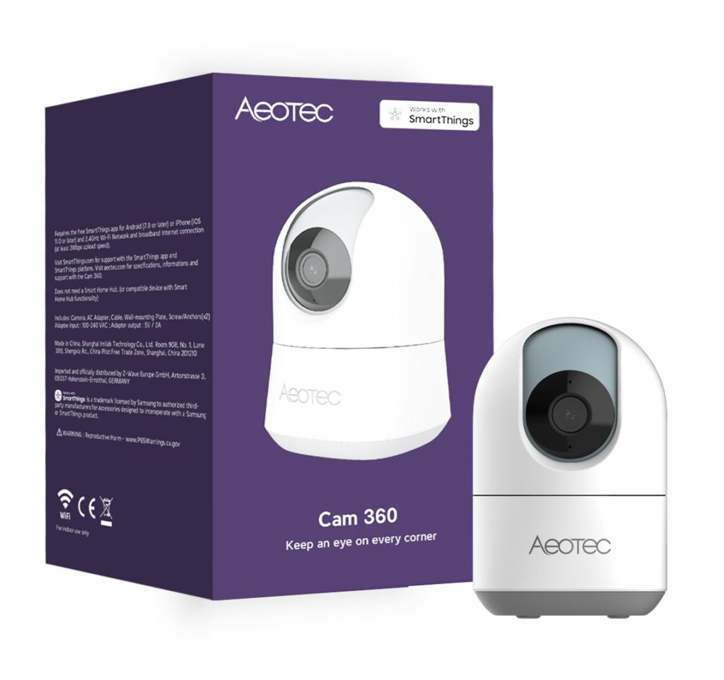 Aeotec Cam 360 kamera z opakowaniem