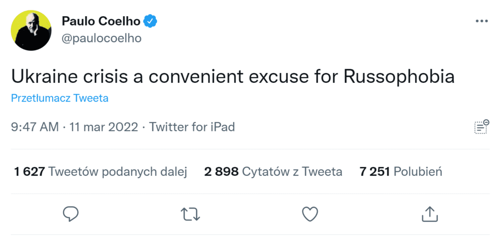 Paulo Coelho twitter rosja