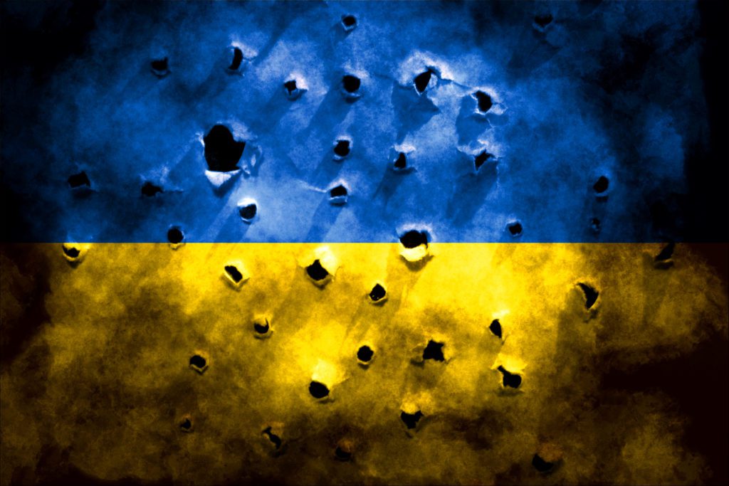 podziurawiona flaga Ukrainy