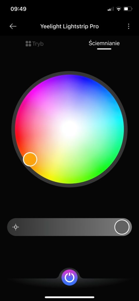 Aplikacja Yeelight Miija wybór kolorów