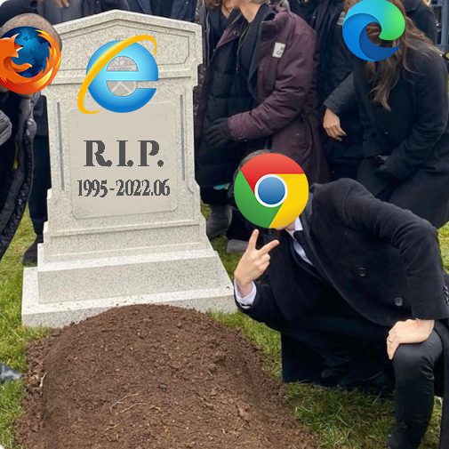 Mem z Internet Explorer grób