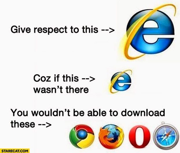 Mem z Internet Explorer szacunek