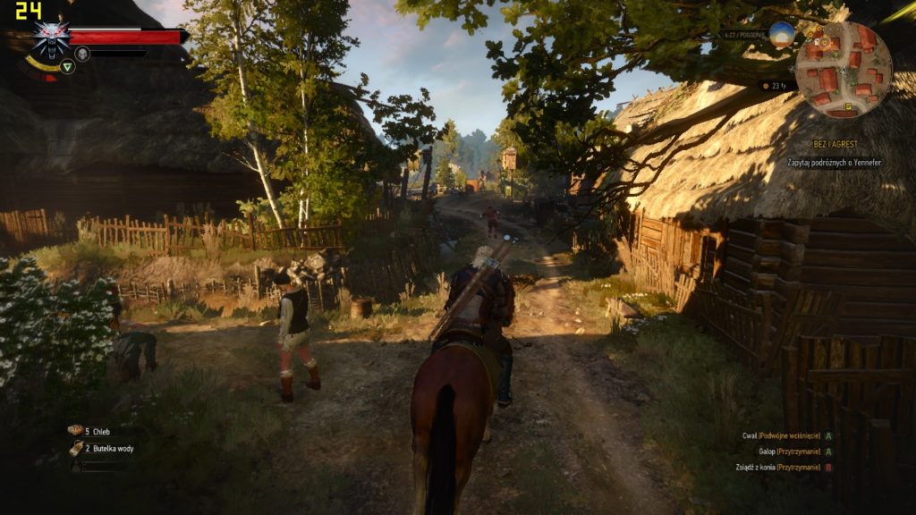 Zrzut ekranu z gry Wiedźmin 3 na Lenovo V55t wioska