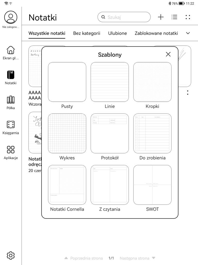 Huawei Matepad Paper szablony notatek