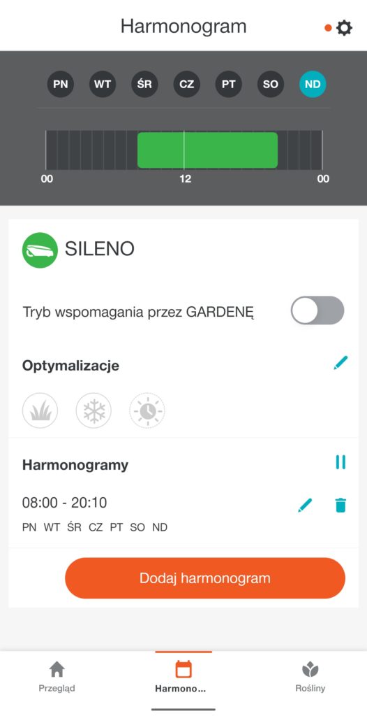 ustawienia harmonogramu automatycznego w aplikacji gardena smart system