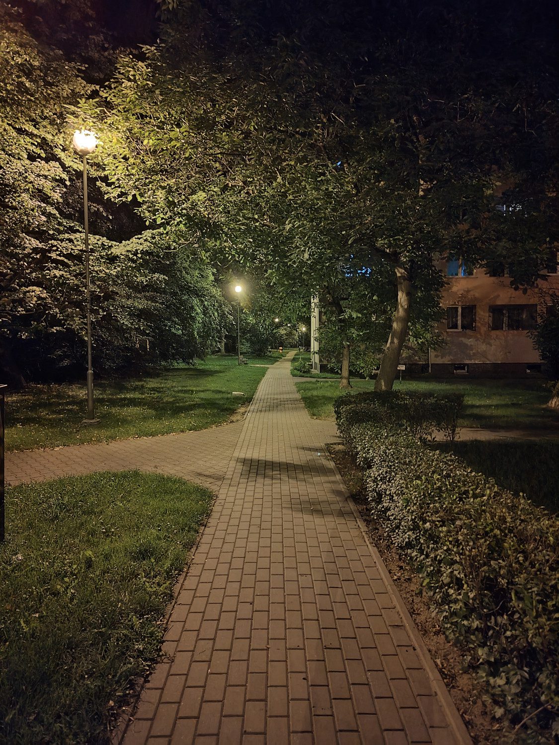 asus zenfone 9 obiektyw główny zdjęcie nocne chodnik