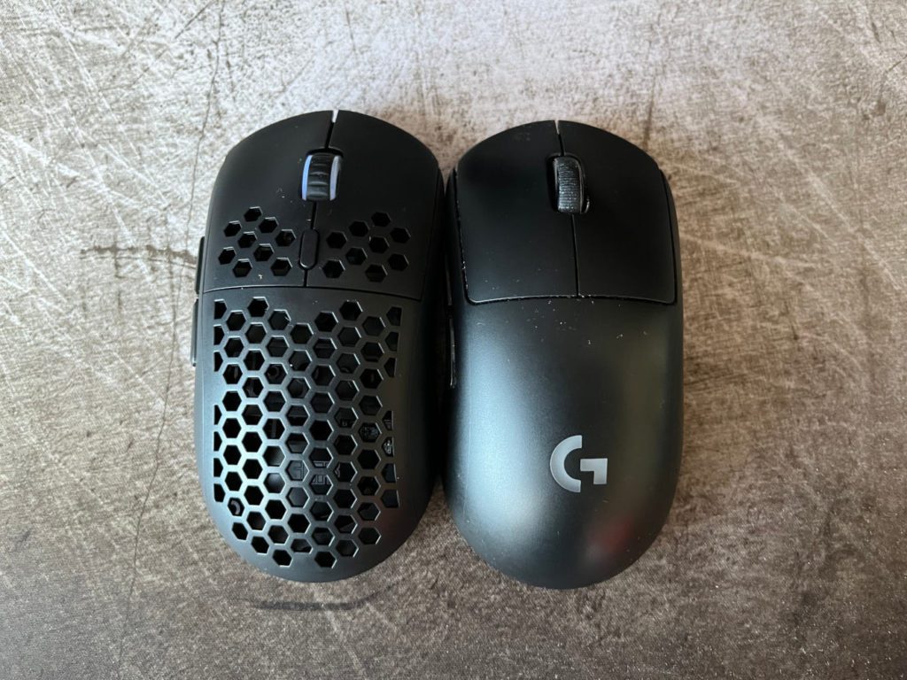 porównanie rozmiaru i kształtu silver monkey x rascal rgb i logitech g pro wireless