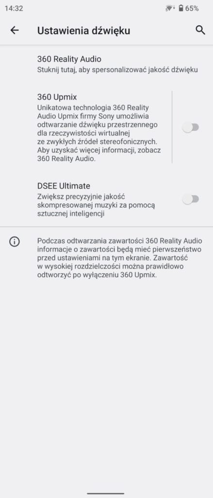 Sony Xperia 10 IV ustawienia audio