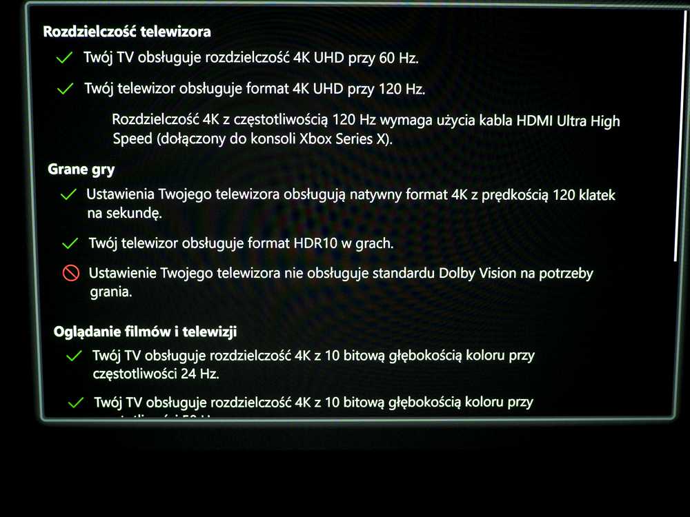 Komunikat Xbox i tryb HDMI 2.1 Sony 42A90K